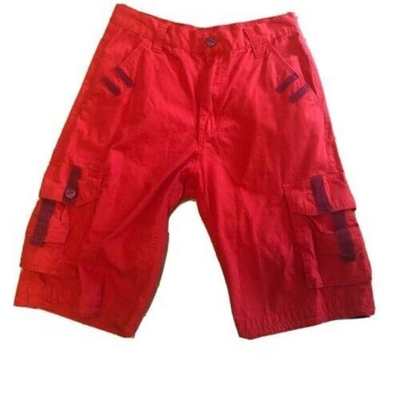 Southpole Shorts Mens Size 30 Y2K Belted Ripstop Basic Cargo Bright Red GUC - Picture 1 of 4